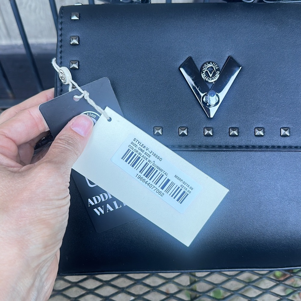 Valentino Orlandi Black Studded Crossbody Bag with Additional Wallet - Picture 6 of 16